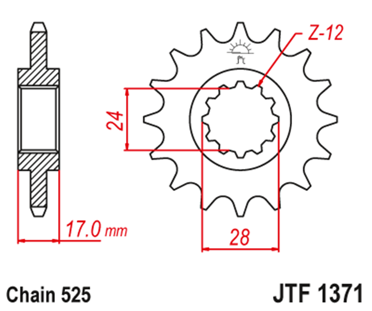 PION JT 1371 de acero con goma con 15 dientes